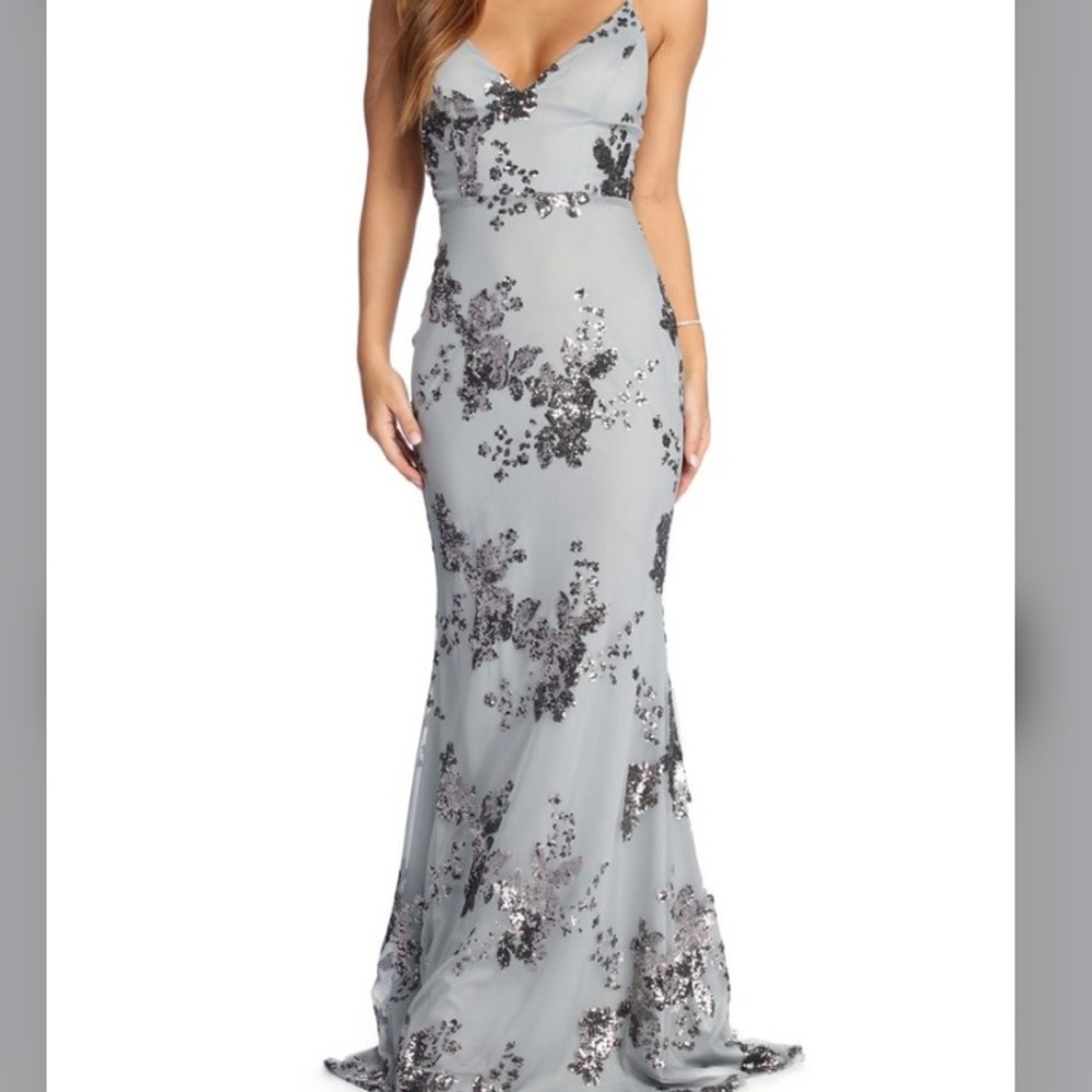 Grey prom dress